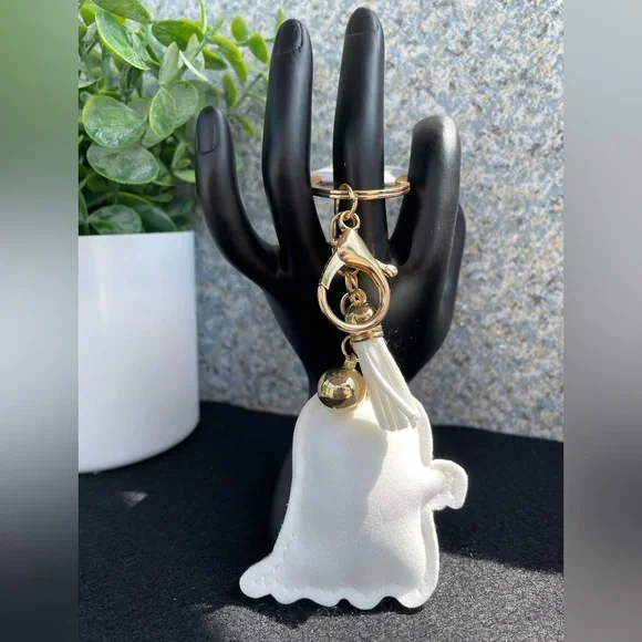 Keychain Or Pocketbook Charm. Ghost Design With Sparkling Bling. NWT - Picture 2 of 6